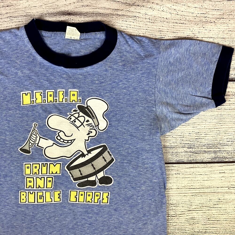 Vintage 1970s U.S.A.F.A Drum & Bugle Corps Ringer T-shirt